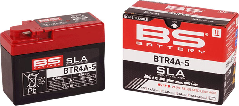 BS Battery SLA Factory- Activated AGM Maintenance-Free Battery BT Black BT4B-5 AGM Maintenance Free Each