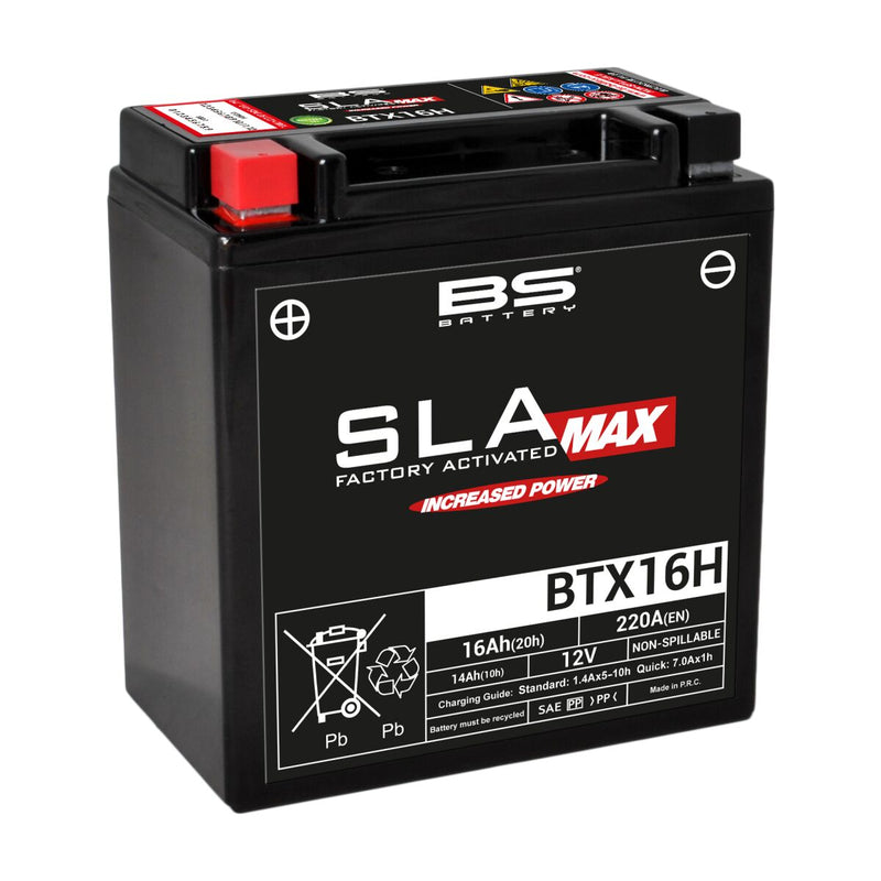 BS Battery SLA MAX Factory- Activated AGM Maintenance-Free Battery Black BTX16H AGM Maintenance Free