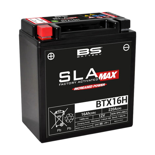 BS Battery SLA MAX Factory- Activated AGM Maintenance-Free Battery Black BTX16H AGM Maintenance Free