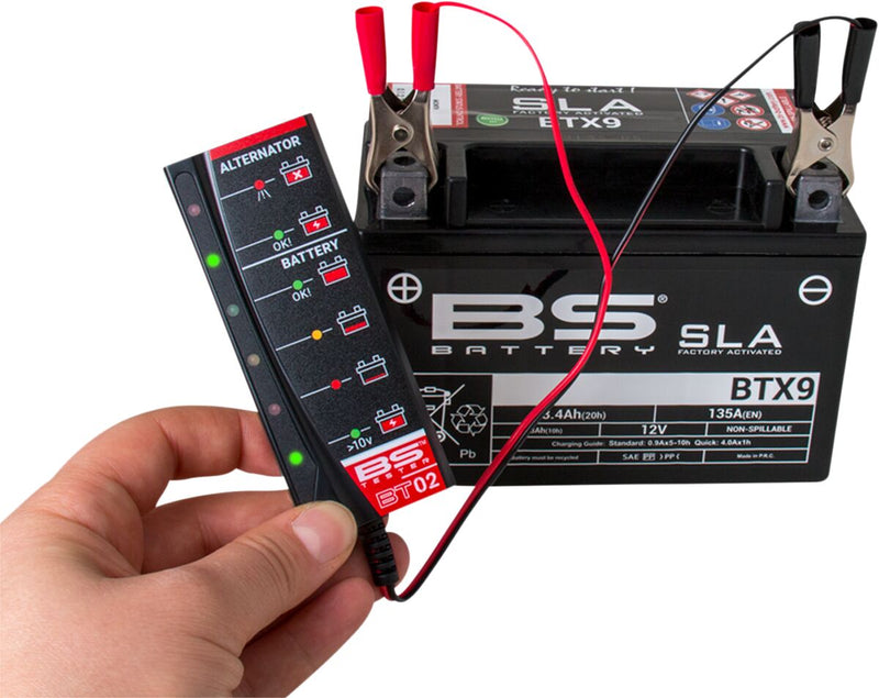 BS Battery BT02 Battery & Alternator Tester Battery Tester Black LED Each