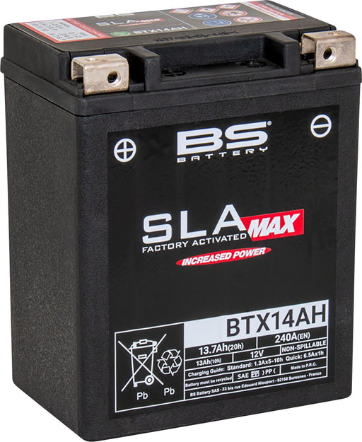 BS Battery SLA MAX Factory- Activated AGM Maintenance-Free Battery Black BTX14AH AGM Maintenance Free