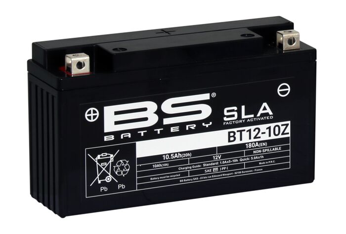 BS Battery SLA Factory-Activated AGM Maintenance-Free Batteries for 2020-2024 ZONTES Black BT12-10Z AGM Maintenance Free