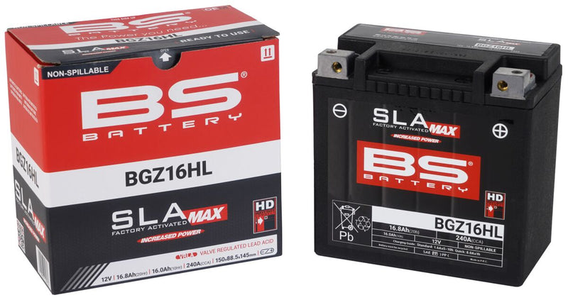 BS Battery SLA MAX Factory- Activated AGM Maintenance-Free Battery BGZ Black BGZ16HL AGM Maintenance Free Each
