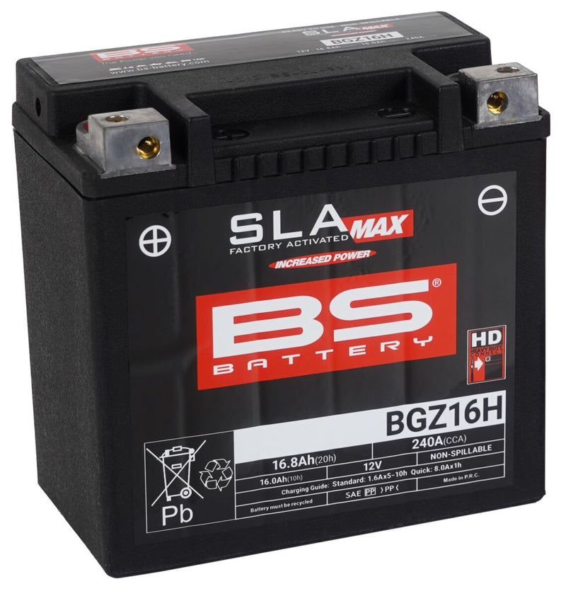 BS Battery SLA MAX Factory- Activated AGM Maintenance-Free Battery BGZ Black BGZ16H AGM Maintenance Free