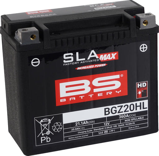 BS Battery SLA MAX Factory- Activated AGM Maintenance-Free Battery BGZ Black BGZ20HL AGM Maintenance Free