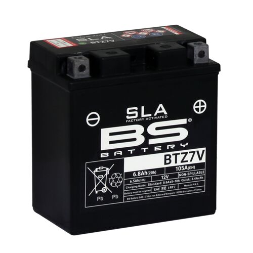BS Battery SLA Factory-Activated AGM Maintenance-Free Batteries for 2015-2025 YAMAHA Black BTZ7V AGM Maintenance Free