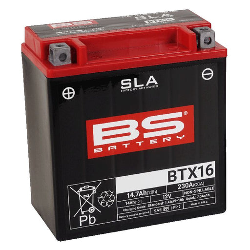 BS Battery SLA Factory-Activated AGM Maintenance-Free Batteries Black BTX16 AGM Maintenance Free