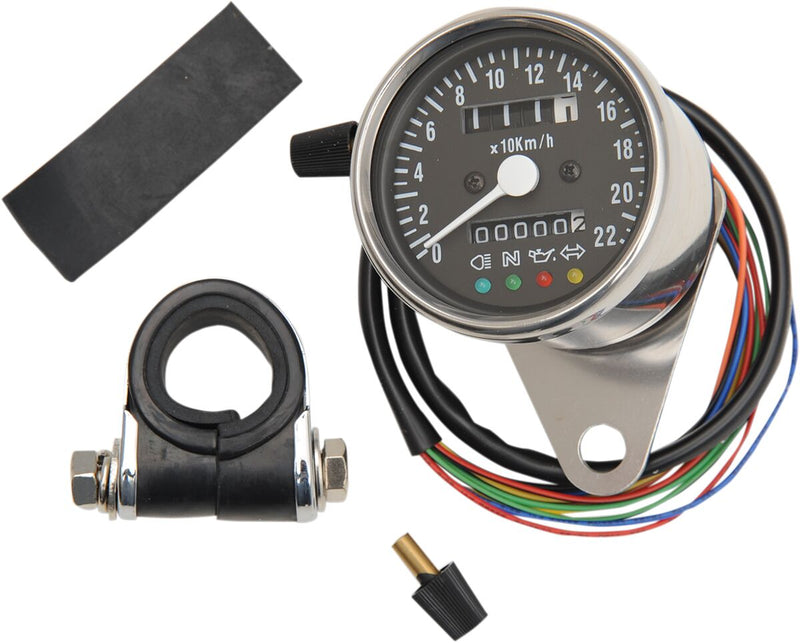 Drag Specialties 2.4" Mini Mechanical Speedometer with LED Indicators