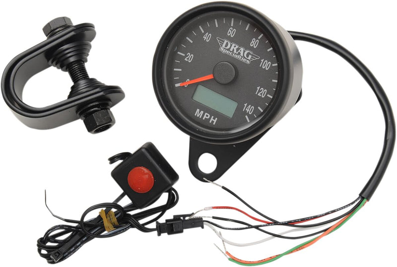Drag Specialties Programmable Mini Electronic Speedometer with Odometer/Tripmeter Fits Harley-Davidson Dyna, Softail, Sportster, Touring Models 1986-2003