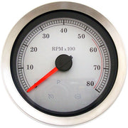 Drag Specialties 4 in. Electronic Tachometer w/Silver Face for Various Various Harley-Davidson Motorcycles (See Fitment List)