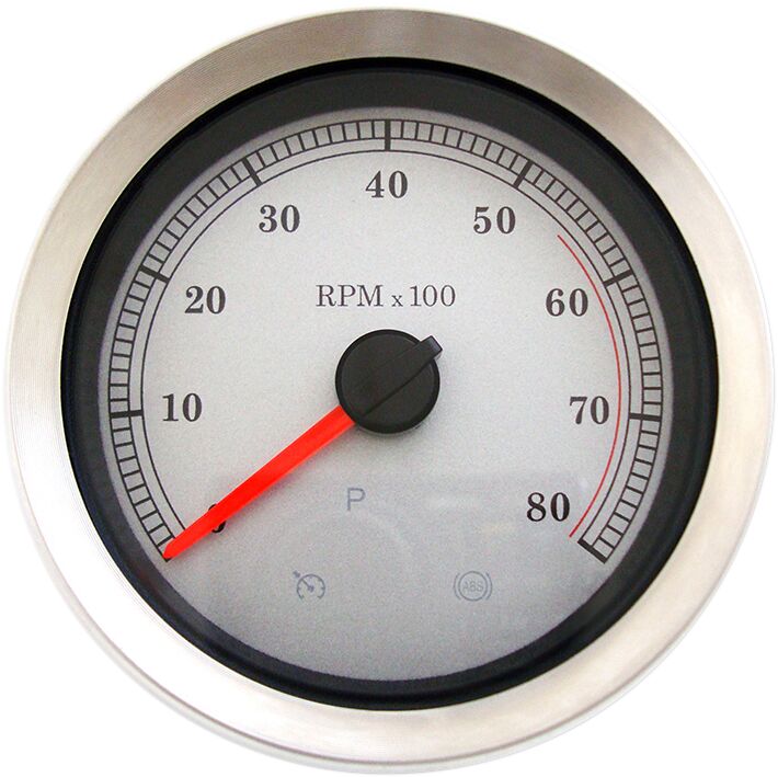 Drag Specialties 4 in. Electronic Tachometer w/Silver Face for Various Various Harley-Davidson Motorcycles (See Fitment List)
