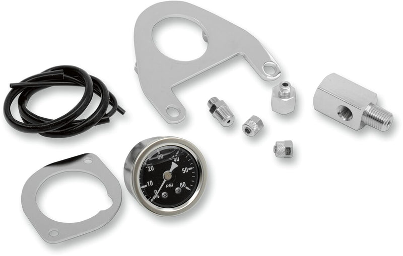 Drag Specialties Chrome Oil Pressure Gauge Kit for Various Various Harley-Davidson Motorcycles (See Fitment List)