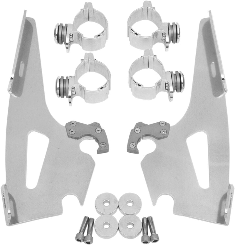Memphis Shades Metric Windshield Trigger-Lock Complete Mount Kit Trigger Lock Mounting Kit Polished Fairing Aluminium