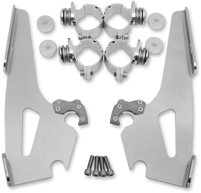 Memphis Shades Metric Windshield Trigger-Lock Complete Mount Kit Trigger Lock Mounting Kit Polished Fairing Aluminium #MEM8965