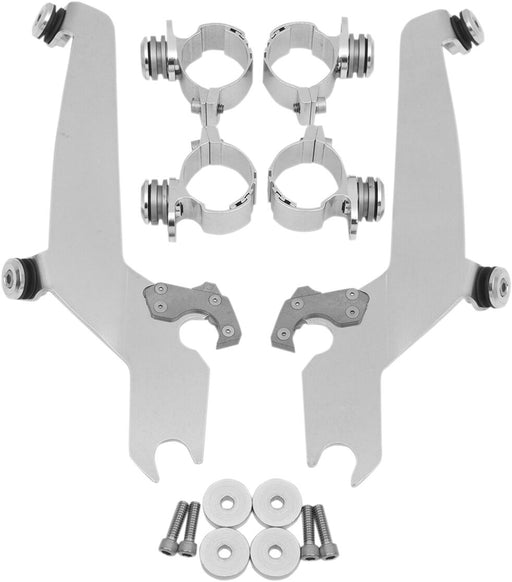 Memphis Shades Metric No-Tool Trigger-Lock Mount Kit for Sportshield Mounting Kit Polished Complete Windshield Aluminium