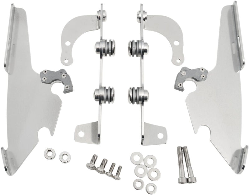 Memphis Shades Metric Windshield Trigger-Lock Complete Mount Kit for 2004-2020, 2022-2024 HONDA VT 750 C Trigger Lock Mounting Kit Polished Aluminium #MEM8966