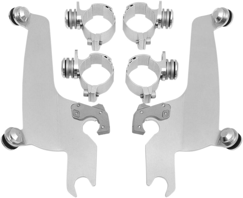 Memphis Shades Metric No-Tool Trigger-Lock Mount Kit for Sportshield for 2004-2009 HONDA VTX 1300 C Mounting Kit Polished Complete Exposed Forks Wi...