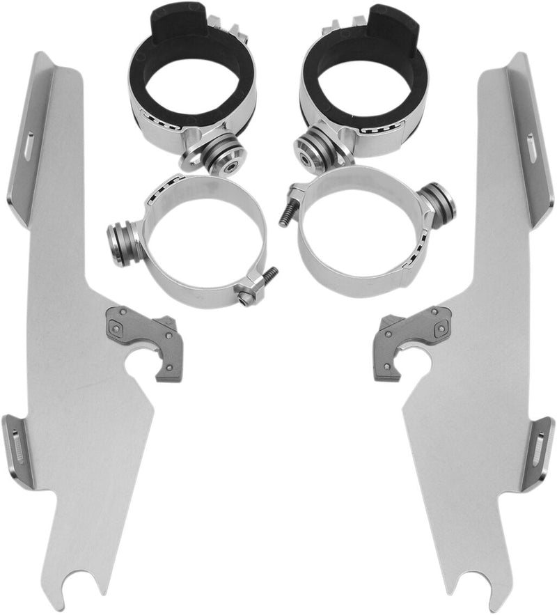Memphis Shades Metric Windshield Trigger-Lock Complete Mount Kit for 1998-2011 YAMAHA XVS Trigger Lock Mounting Kit Polished Fairing Aluminium