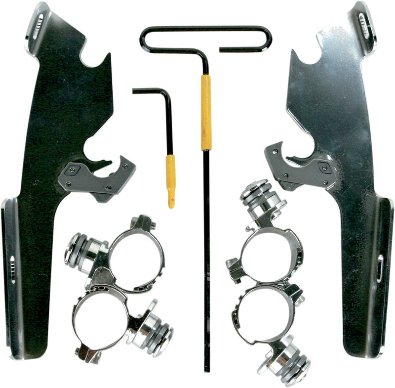 Memphis Shades Metric Windshield Trigger-Lock Complete Mount Kit Trigger Lock Mounting Kit Polished Fairing Aluminium