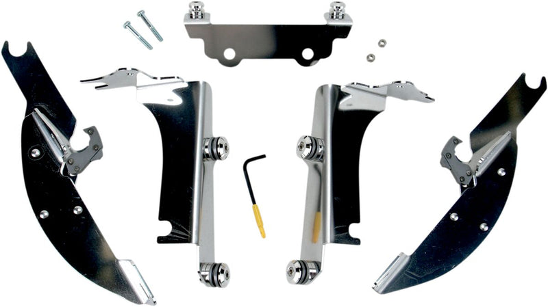 Memphis Shades Metric Windshield Trigger-Lock Complete Mount Kit for 1996-2006 KAWASAKI Trigger Lock Mounting Kit Polished Aluminium #MEK1923