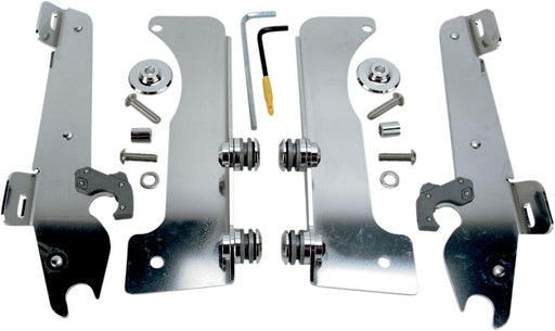 Memphis Shades Metric Windshield Trigger-Lock Complete Mount Kit for 2006-2014 YAMAHA XV 1900 Trigger Lock Mounting Kit Polished Aluminium