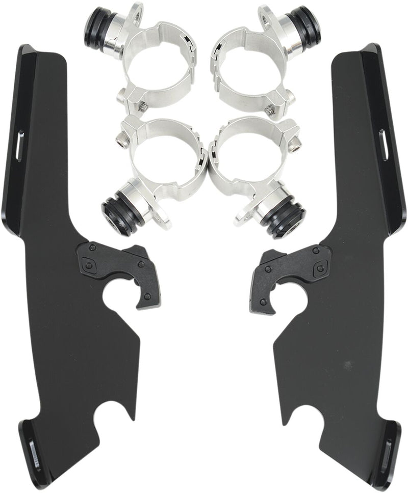 Memphis Shades Metric Windshield Trigger-Lock Complete Mount Kit Trigger Lock Mounting Kit Black Fairing Aluminium
