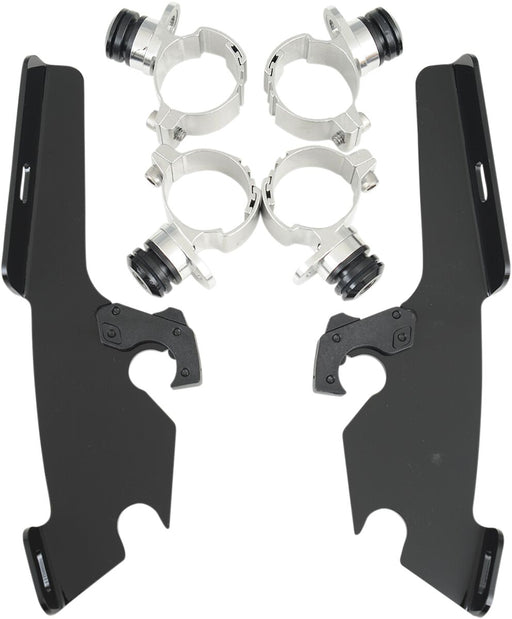 Memphis Shades Metric Windshield Trigger-Lock Complete Mount Kit Trigger Lock Mounting Kit Black Fairing Aluminium