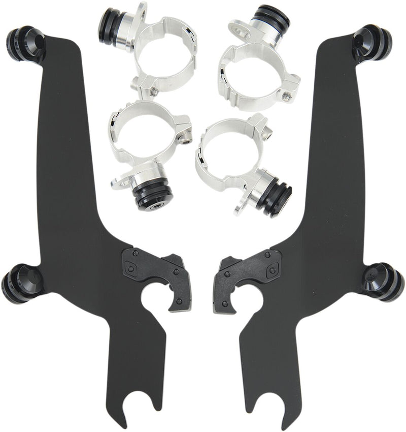 Memphis Shades Black No-Tool Trigger-Lock Mounting Hardware for Sportshields for 2007-2024 Kawasaki Vulcan and 1998-2011,2013-2016 Yamaha V-Star Motorcycles