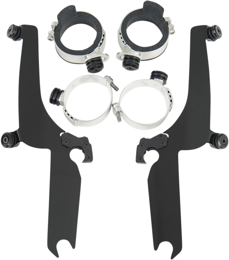 Memphis Shades Metric No-Tool Trigger-Lock Mount Kit for Sportshield for 1998-2011 YAMAHA XVS Mounting Kit Black Complete Windshield Aluminium