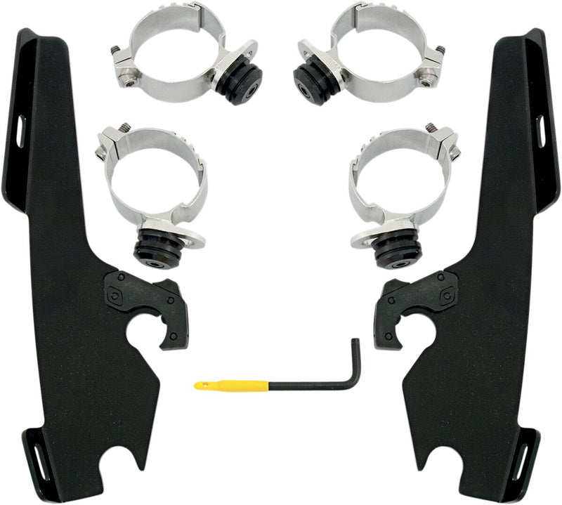 Memphis Shades Metric Windshield Trigger-Lock Complete Mount Kit for 2010-2020, 2022-2024 HONDA VT 1300 CX Trigger Lock Mounting Kit Black Aluminium