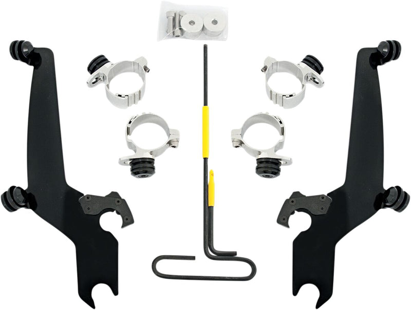 Memphis Shades Metric No-Tool Trigger-Lock Mount Kit for Sportshield for 1988-2007 HONDA VT 600 C Mounting Kit Black Complete Windshield Aluminium