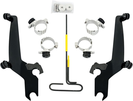 Memphis Shades Metric No-Tool Trigger-Lock Mount Kit for Sportshield for 1988-2007 HONDA VT 600 C Mounting Kit Black Complete Windshield Aluminium