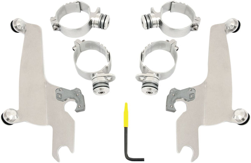 Memphis Shades Metric No-Tool Trigger-Lock Mount Kit for Sportshield for 2005-2009 SUZUKI Mounting Kit Polished Complete Windshield Aluminium