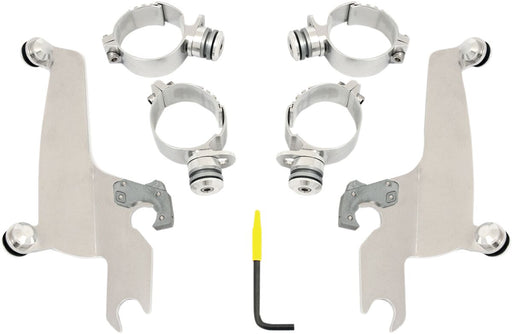 Memphis Shades Metric No-Tool Trigger-Lock Mount Kit for Sportshield for 2005-2009 SUZUKI Mounting Kit Polished Complete Windshield Aluminium