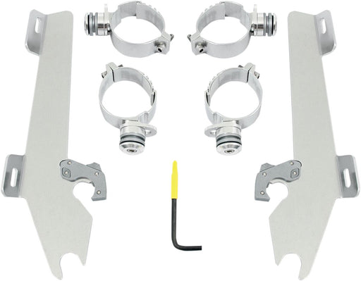 Memphis Shades Metric Windshield Trigger-Lock Complete Mount Kit for 2005-2009 SUZUKI Trigger Lock Mounting Kit Polished Aluminium