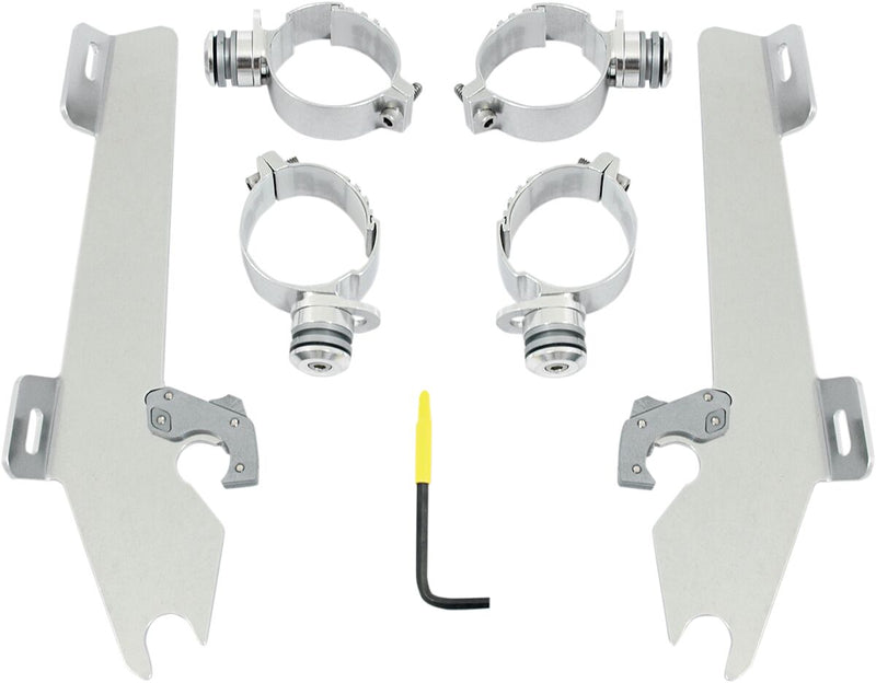 Memphis Shades Metric Windshield Trigger-Lock Complete Mount Kit for 2005-2009 SUZUKI Trigger Lock Mounting Kit Polished Aluminium #MEK1990
