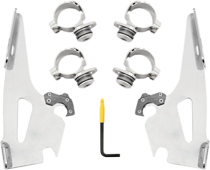Memphis Shades Silver Quick Change Windshield Mount Kit for Fat/Slim Windshields for 2015-2024 Indian Scout Motorcycles