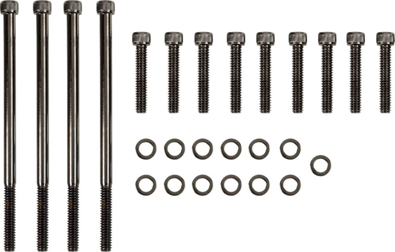 Drag Specialties Black Chrome Knurled Primary Cover Bolt Set for 2012-2016 Harley-Davidson Trike and 2004,2007-2016 Harley-Davidson Touring Motorcycles