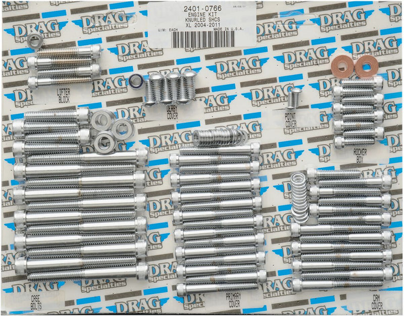 Drag Specialties Knurled Motor Bolt Set for 2004-2017 Harley-Davidson Sportster Motorcycles