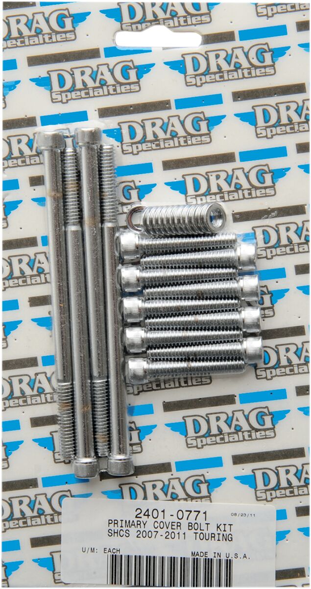 Drag Specialties Chrome Knurled Primary Cover Bolt Set for 2012-2016 Harley-Davidson Trike and 2007-2016 Harley-Davidson Touring Motorcycles