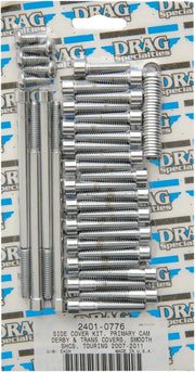 Drag Specialties Chrome Knurled Side Cover Bolt Set for 2012-2016 Harley-Davidson Trike and 2007-2016 Harley-Davidson Touring Motorcycles