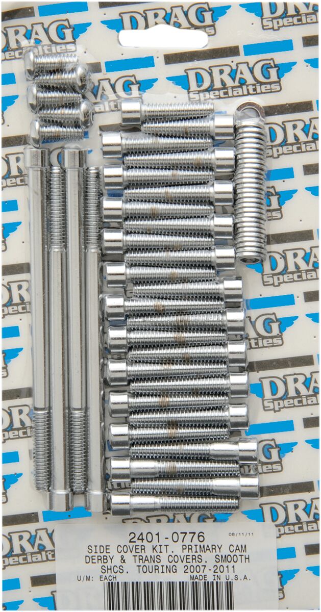 Drag Specialties Chrome Knurled Side Cover Bolt Set for 2012-2016 Harley-Davidson Trike and 2007-2016 Harley-Davidson Touring Motorcycles
