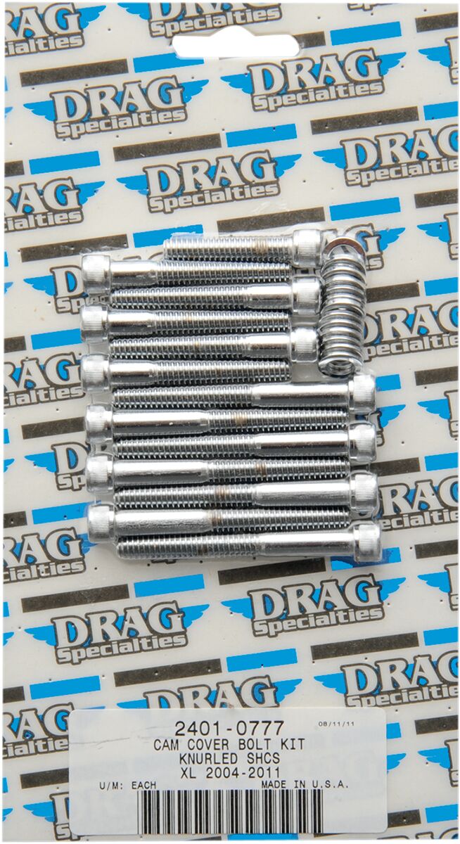 Drag Specialties Chrome Knurled Cam Cover Bolt Set for 2004-2018 Harley-Davidson Sportster Motorcycles