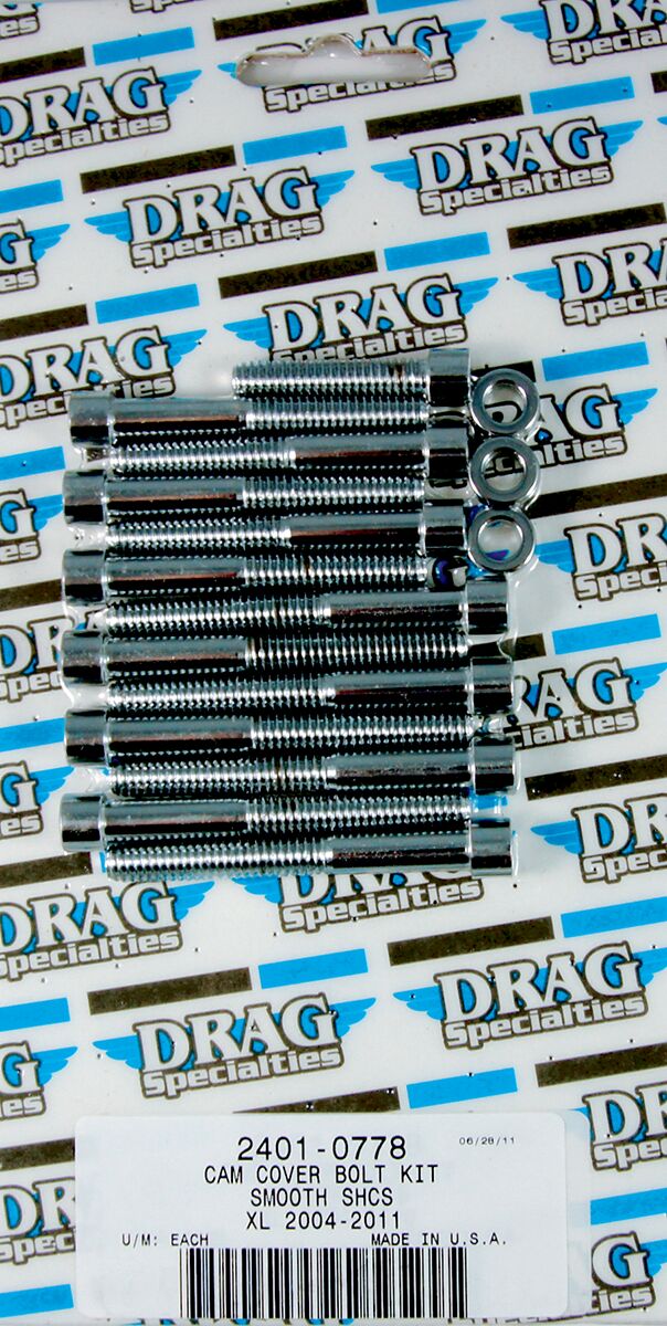 Drag Specialties Chrome Smooth Cam Cover Bolt Set for 2004-2022 Harley-Davidson Sportster Motorcycles