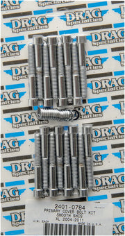 Drag Specialties Chrome Smooth Primary Cover Bolt Set for 2004-2022 Harley-Davidson Sportster Motorcycles