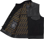 Thrashin Supply Co. Kanan Leather/Denim Riding Vest Black #TMJ-13-08