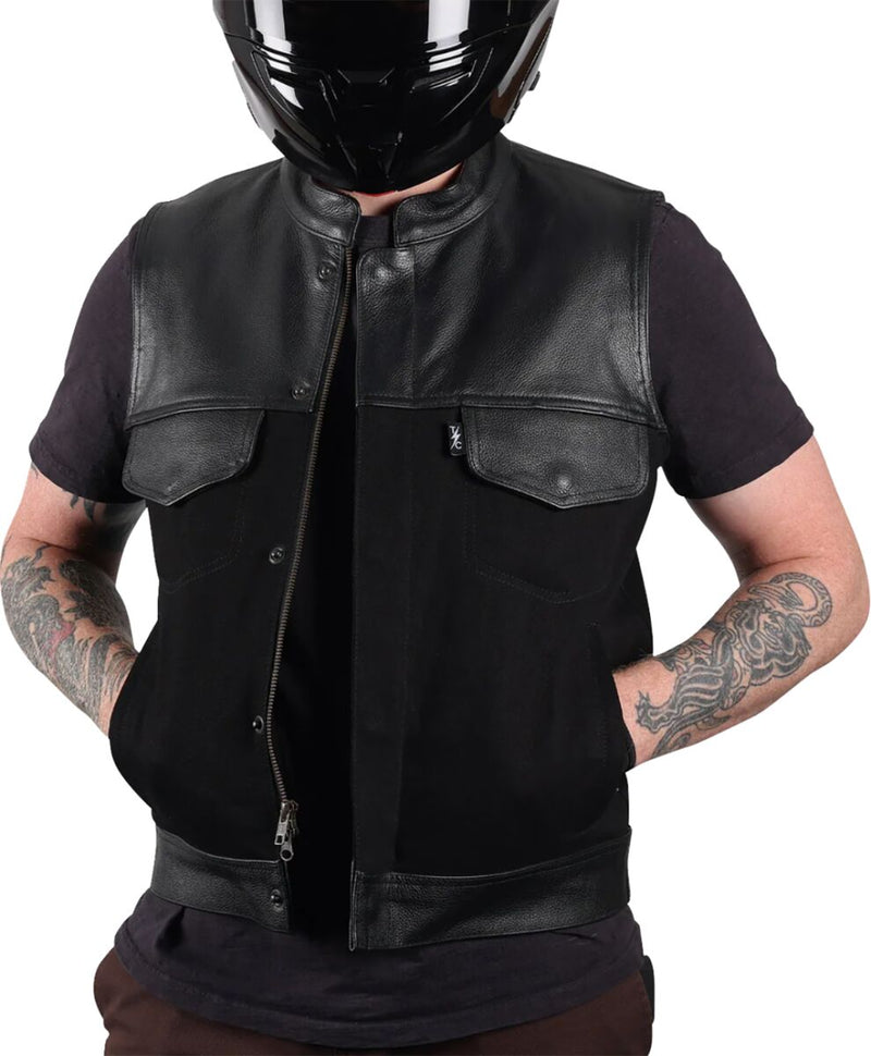 Thrashin Supply Co. Kanan Leather/Denim Riding Vest Black #TMJ-13-09