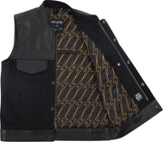 Thrashin Supply Co. Kanan Leather/Denim Riding Vest Black #TMJ-13-09