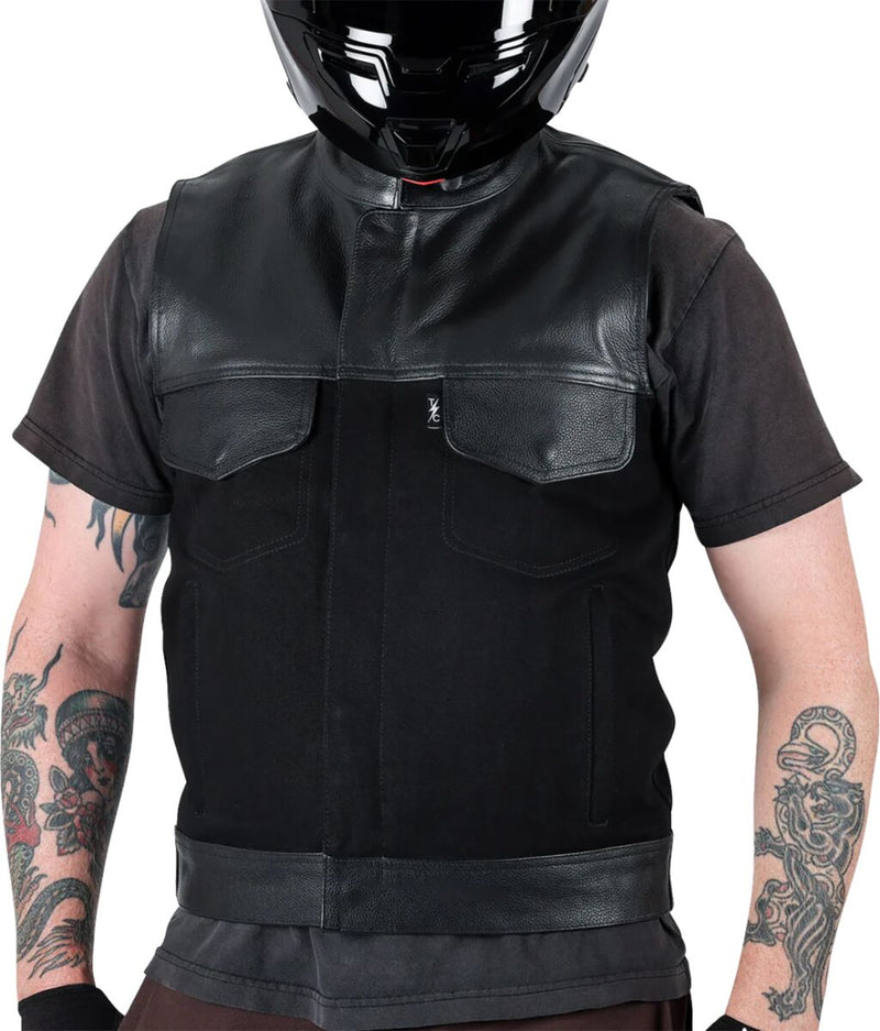 Thrashin Supply Co. Kanan Leather/Denim Riding Vest Black #TMJ-13-09
