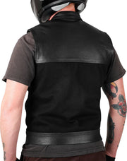 Thrashin Supply Co. Kanan Leather/Denim Riding Vest Black #TMJ-13-09